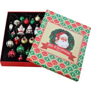 New Mr Christmas 26 Piece Glass Ornament Set W/ Organza Gift Bags & Original Box